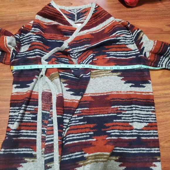 Lucky Brand Drape Front Aztec Sweater Cardigan Women's Size Small Blue Orange - Picture 14 of 15